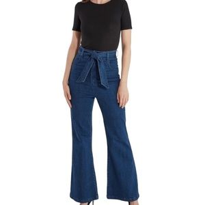 Finders Keepers Miami Jeans Size 6 High Rise Waist Wide Leg Flare Self Belt